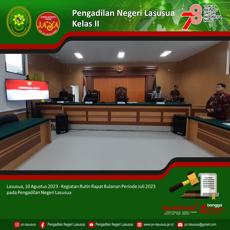 Rapat Bulanan Pengadilan Negeri Lasusua Periode Juli 2023